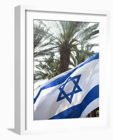 Israeli Flag with Star of David and Palm Tree, Tel Aviv, Israel, Middle East-Merrill Images-Framed Photographic Print