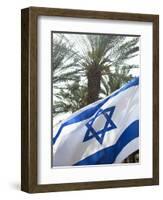 Israeli Flag with Star of David and Palm Tree, Tel Aviv, Israel, Middle East-Merrill Images-Framed Photographic Print