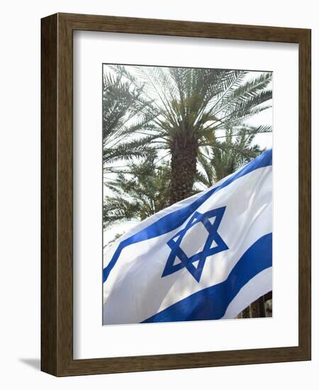 Israeli Flag with Star of David and Palm Tree, Tel Aviv, Israel, Middle East-Merrill Images-Framed Photographic Print