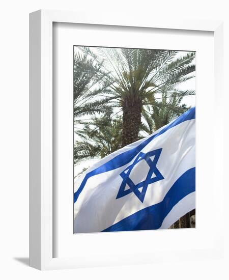 Israeli Flag with Star of David and Palm Tree, Tel Aviv, Israel, Middle East-Merrill Images-Framed Photographic Print