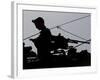 Israeli Soldier Prays on Top of a Tank Just Outside the Southern Gaza Strip-null-Framed Photographic Print