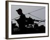 Israeli Soldier Prays on Top of a Tank Just Outside the Southern Gaza Strip-null-Framed Photographic Print