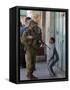 Israeli Soldier Tells a Palestinian Boy to Leave the Scene Following a Knife Attack-null-Framed Stretched Canvas