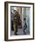 Israeli Soldier Tells a Palestinian Boy to Leave the Scene Following a Knife Attack-null-Framed Photographic Print