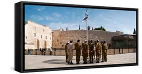 Israeli Soldiers Being Instructed by Officer in Plaza in Front of Western Wall, Jerusalem, Israel-null-Framed Stretched Canvas