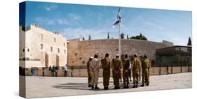 Israeli Soldiers Being Instructed by Officer in Plaza in Front of Western Wall, Jerusalem, Israel-null-Stretched Canvas