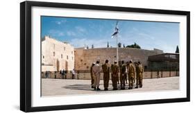 Israeli Soldiers Being Instructed by Officer in Plaza in Front of Western Wall, Jerusalem, Israel-null-Framed Premium Photographic Print