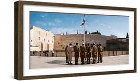 Israeli Soldiers Being Instructed by Officer in Plaza in Front of Western Wall, Jerusalem, Israel-null-Framed Photographic Print