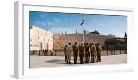 Israeli Soldiers Being Instructed by Officer in Plaza in Front of Western Wall, Jerusalem, Israel-null-Framed Photographic Print