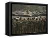 Israeli Soldiers Chant Slogans after a Briefing before Entering Gaza on a Combat Mission-null-Framed Stretched Canvas