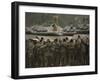 Israeli Soldiers Chant Slogans after a Briefing before Entering Gaza on a Combat Mission-null-Framed Photographic Print