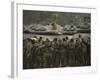 Israeli Soldiers Chant Slogans after a Briefing before Entering Gaza on a Combat Mission-null-Framed Photographic Print