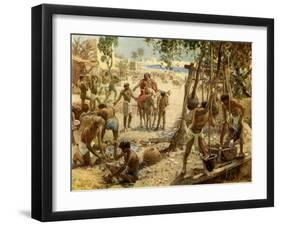 Israelites making bricks iin Egypt Exodus I II:14 - Bible-William Brassey Hole-Framed Giclee Print