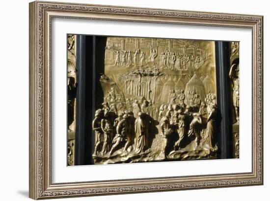 Israelities Take Jericho, detail of Baptistry Door, Florence, Italy, c15th century-Lorenzo Ghiberti-Framed Giclee Print