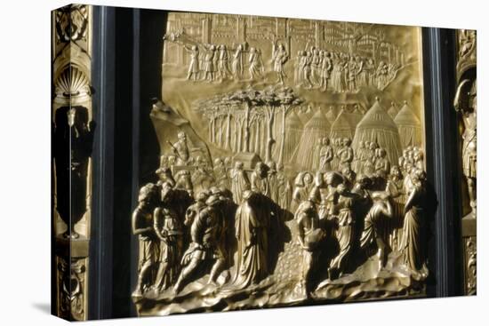 Israelities Take Jericho, detail of Baptistry Door, Florence, Italy, c15th century-Lorenzo Ghiberti-Stretched Canvas