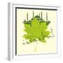 Istanbul City and Sycamore Leaf Vector Art-a1vector-Framed Art Print