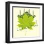 Istanbul City and Sycamore Leaf Vector Art-a1vector-Framed Art Print