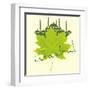 Istanbul City and Sycamore Leaf Vector Art-a1vector-Framed Art Print