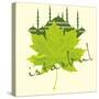 Istanbul City and Sycamore Leaf Vector Art-a1vector-Stretched Canvas