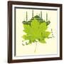 Istanbul City and Sycamore Leaf Vector Art-a1vector-Framed Art Print