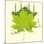 Istanbul City and Sycamore Leaf Vector Art-a1vector-Mounted Art Print