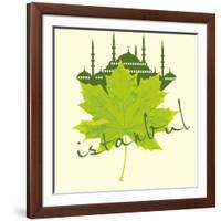 Istanbul City and Sycamore Leaf Vector Art-a1vector-Framed Art Print