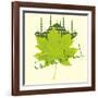 Istanbul City and Sycamore Leaf Vector Art-a1vector-Framed Art Print