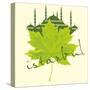 Istanbul City and Sycamore Leaf Vector Art-a1vector-Stretched Canvas