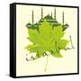 Istanbul City and Sycamore Leaf Vector Art-a1vector-Framed Stretched Canvas