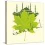 Istanbul City and Sycamore Leaf Vector Art-a1vector-Stretched Canvas