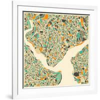 Istanbul Map-Jazzberry Blue-Framed Art Print