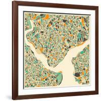 Istanbul Map-Jazzberry Blue-Framed Art Print