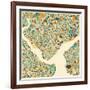 Istanbul Map-Jazzberry Blue-Framed Art Print