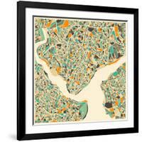 Istanbul Map-Jazzberry Blue-Framed Art Print