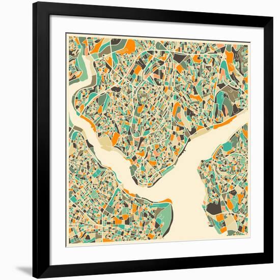 Istanbul Map-Jazzberry Blue-Framed Art Print