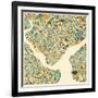 Istanbul Map-Jazzberry Blue-Framed Art Print