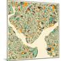 Istanbul Map-Jazzberry Blue-Mounted Art Print