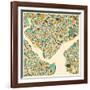 Istanbul Map-Jazzberry Blue-Framed Art Print