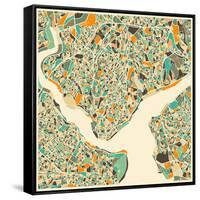Istanbul Map-Jazzberry Blue-Framed Stretched Canvas