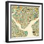 Istanbul Map-Jazzberry Blue-Framed Premium Giclee Print