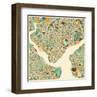 Istanbul Map-Jazzberry Blue-Framed Art Print