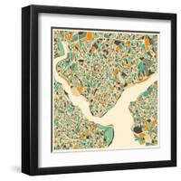 Istanbul Map-Jazzberry Blue-Framed Art Print