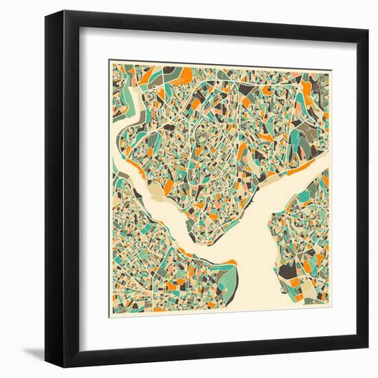 Istanbul Map-Jazzberry Blue-Framed Art Print