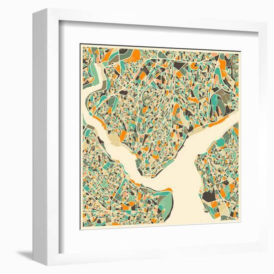 Istanbul Map-Jazzberry Blue-Framed Art Print