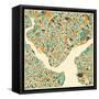 Istanbul Map-Jazzberry Blue-Framed Stretched Canvas