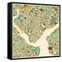 Istanbul Map-Jazzberry Blue-Framed Stretched Canvas