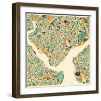 Istanbul Map-Jazzberry Blue-Framed Art Print