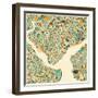 Istanbul Map-Jazzberry Blue-Framed Art Print