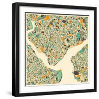 Istanbul Map-Jazzberry Blue-Framed Art Print