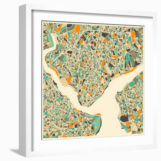 Istanbul Map-Jazzberry Blue-Framed Art Print